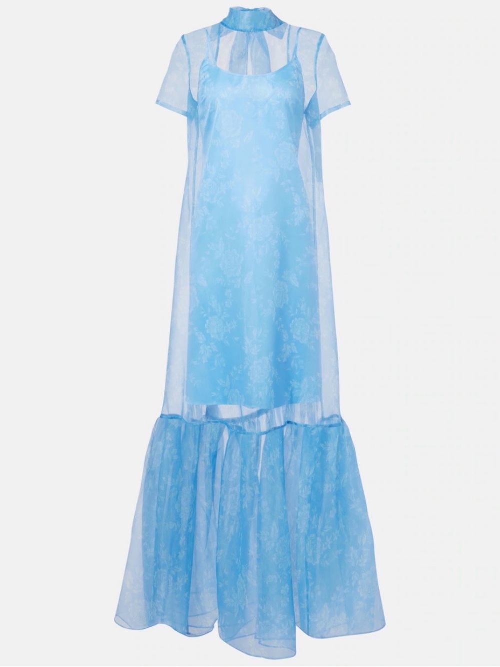 Staud Calluna Sheer Layered Light Blue Maxi Dress